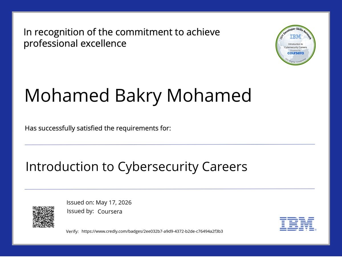 شهادة Introduction to Cybersecurity Careers - IBM